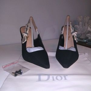NWT J'adior Black Technical Fabric Slingback Pumps